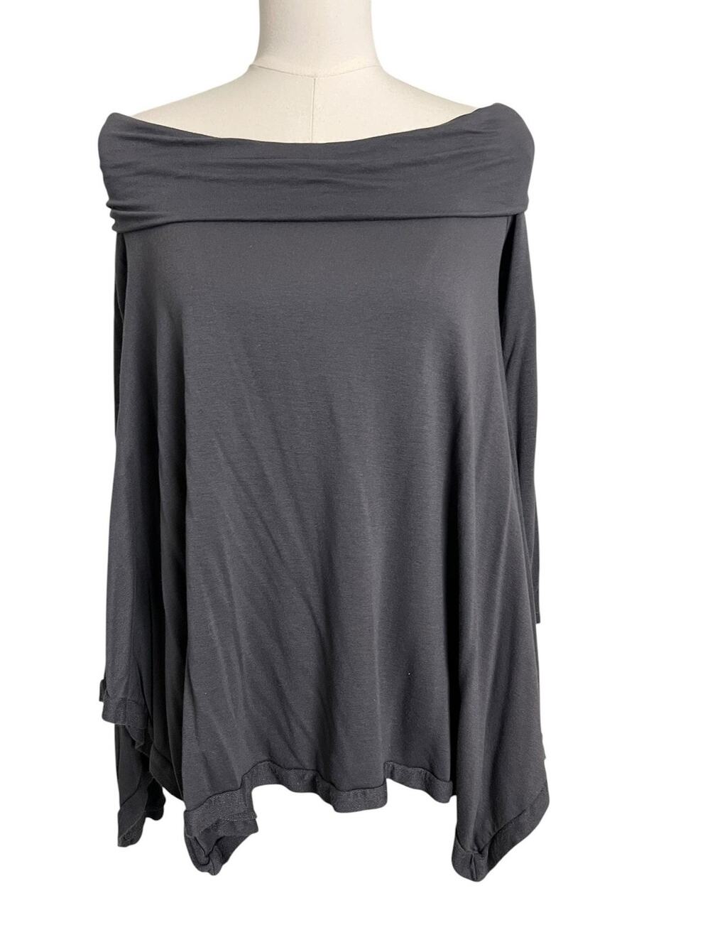 Altar'd State Tunic Top Womens Small Gray Off Shoulder Long Sleeve Jersey Boho